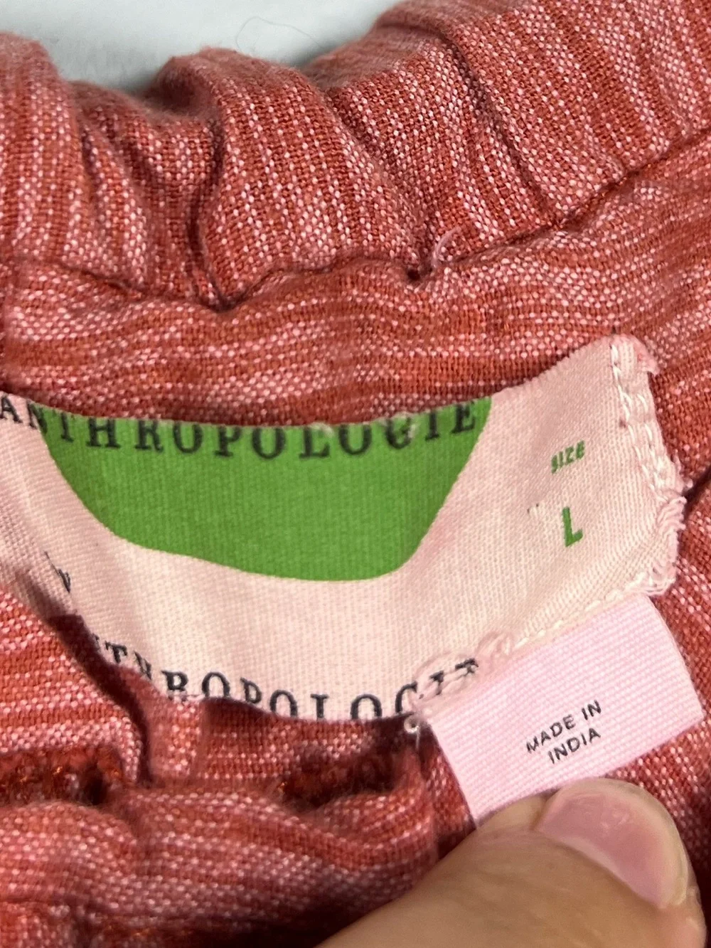 Anthropologie  Hei Hei Linen Red Wash Heathered Crop Loose Fit Relaxed Pant L - Picture 7 of 10